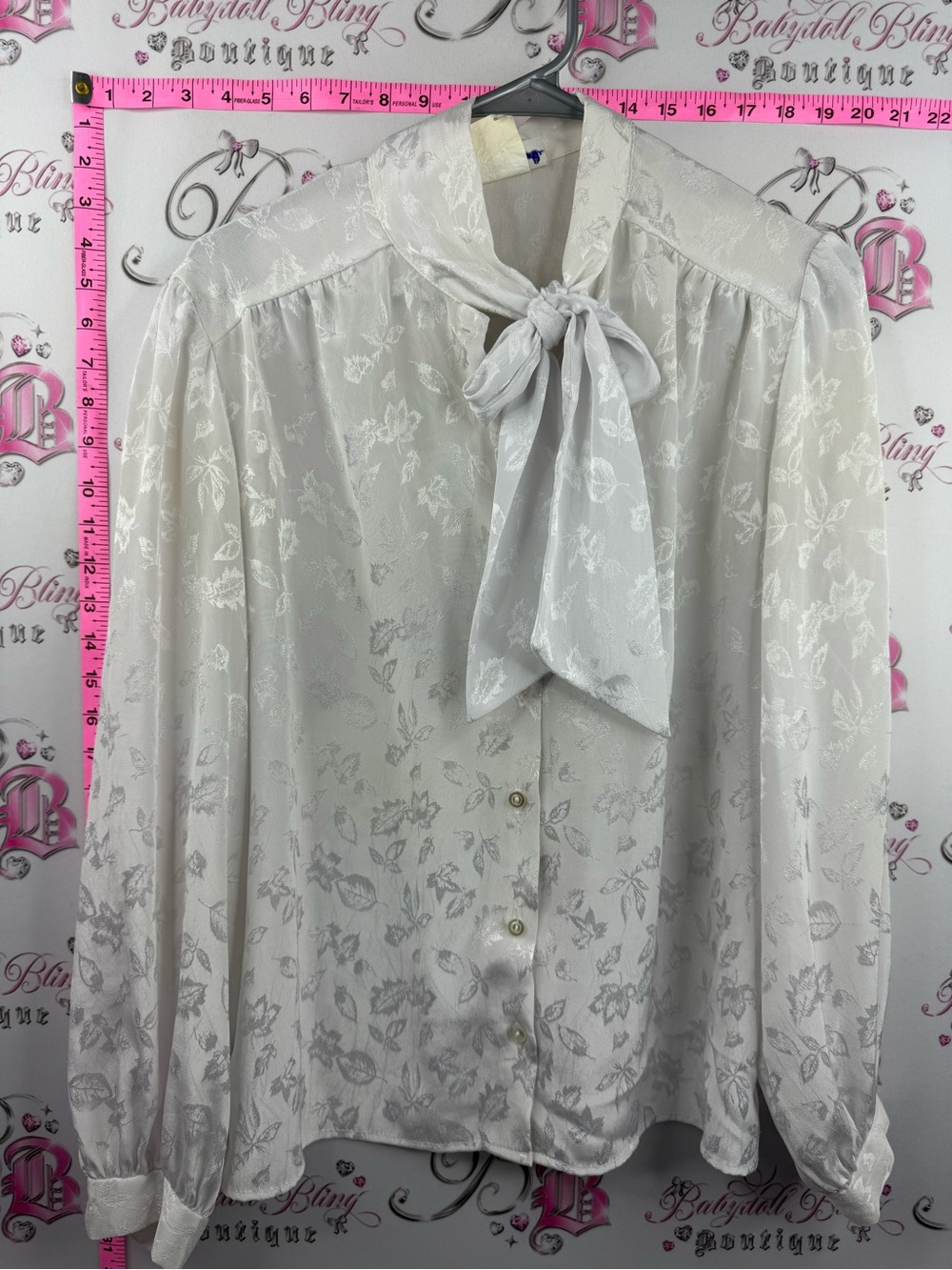 IMPROMPTU blouse vintage tie up bow Ivory Floral Tie-Neck Blouse - Women Tops